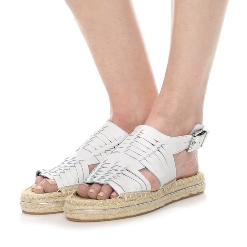 Rebecca Minkoff Espadrille Gabriel Sandal 8.5 White Coastal Woven Leather Boho